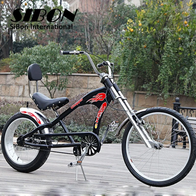 

SIBON B0300104 24" fat tire front disc brake alloy wheel rim black chopper bike for adult
