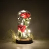 New Products Fashion Red rose flower with Led Lights in Glass Dome For Mother Day Gift