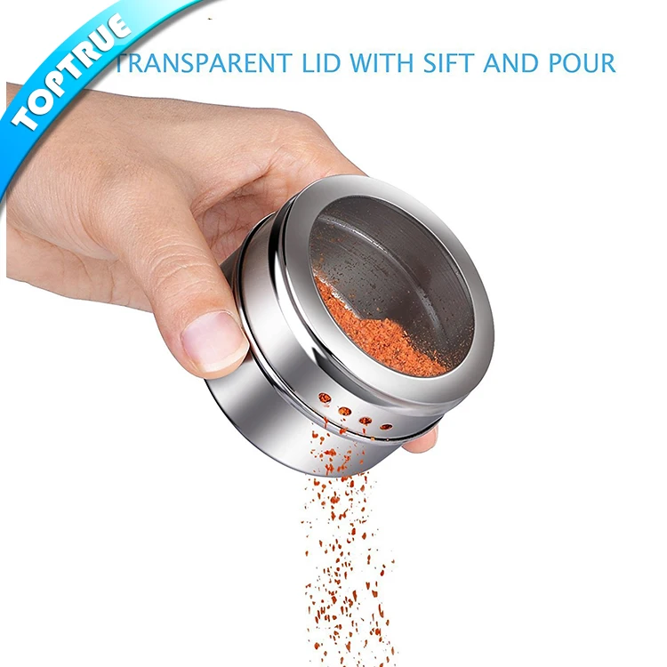 

High quality kitchenware magnetic spice tins containers sets stainless steel spice jar, Customized