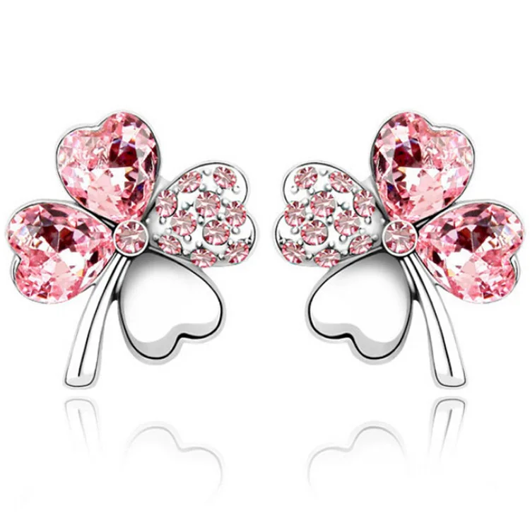 

Birthday gift crystal jewelry Austrian crystal Clover Earrings, N/a