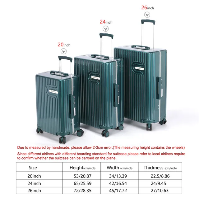 24 inch luggage size in cm