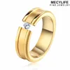 MECYLIFE Stainless Steel Band Ring Tension Setting 18K Gold Casting Ring With Diamond