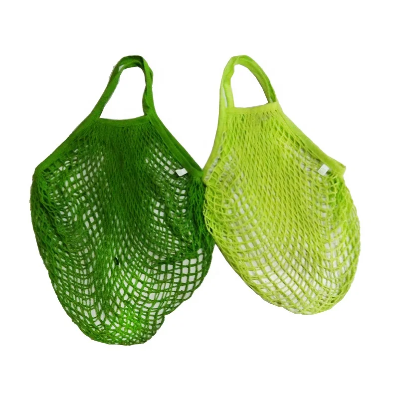 New Reusable Solid Shopping Bag Shopper Cotton Tote Mesh Net Woven