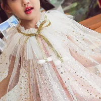 

Princess White Sequin Kids Girls Cape For Evening Dress Chiffon