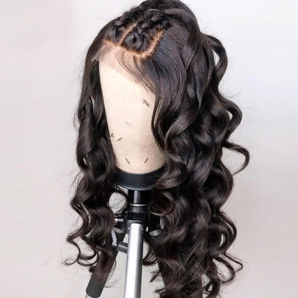 

Cuticle Aligned Brazilian Virgin Hair virgin cuticle aligned wig wavy pre plucked 360 lace wigs cheap lace frontal wigs, Natural color,1b#