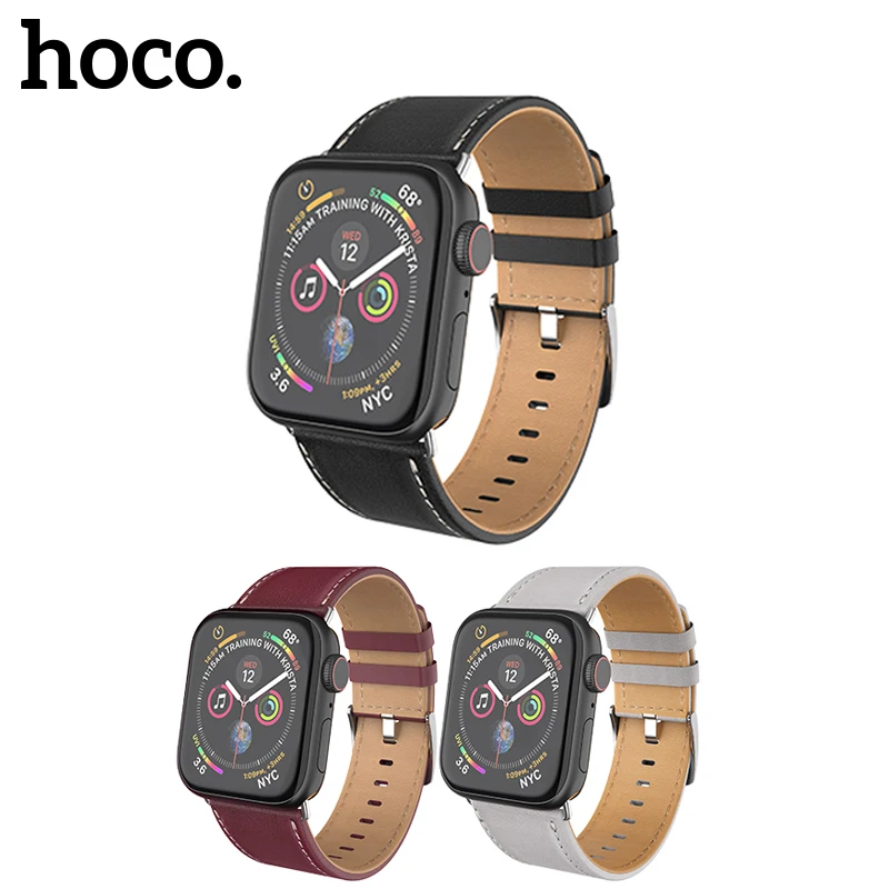 

HOCO WB04 Genuine Leather Band for Apple Watch 4 40mm 44mm Soft Wrist Bracelet Strap Watchband