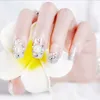 New 24pcs Durable False Nail Tips Pearl Sparkle Flower False Tips Nail painted Art Artificial Extension Design Short Length