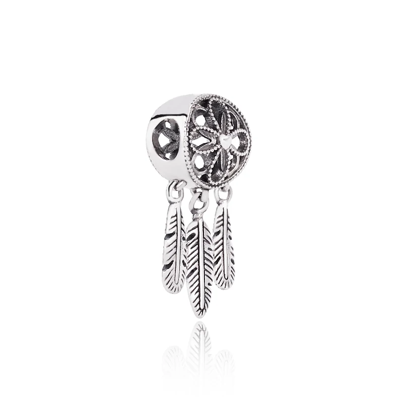 

925 Sterling Silver Beads Pendants Jewelry Spiritual Dreamcatcher Charms For Bracelets Beads, Sliver