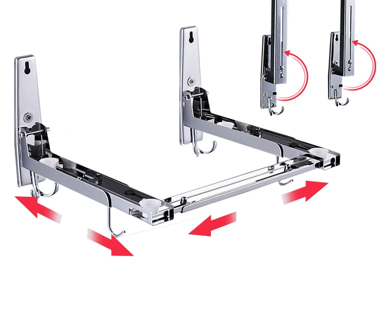 Heavy duty rustless stainless steel microwave oven wall mounting bracket with hooks