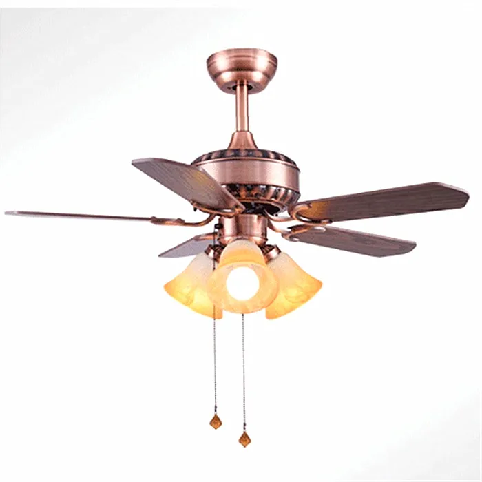 Home Lightings Antique Style Ceiling Fan Glass Lights Pull Hemp