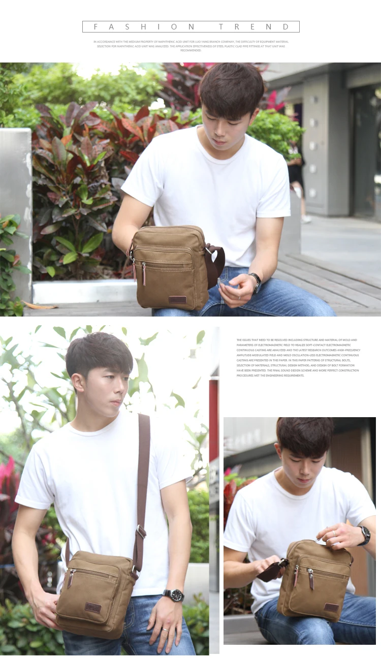 Mens Casual Blank Canvas Crossbody Messenger Sling Shoulder Bag