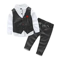 Fashion 2016 new The boy gentleman 3pcs set baby boy clothes long sleeve t shirt Vest