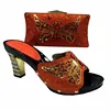 Orange Shoe And Bag Set For Party/High Heel Shoe And Bag Set With Stone/Italy New Coming Fashion Shoe Set TT18