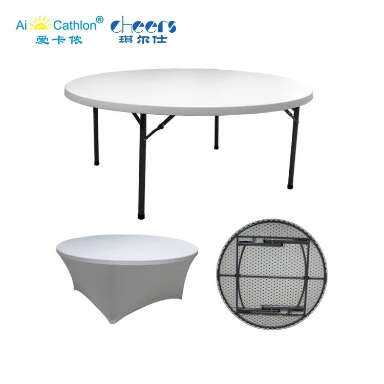 
Heavy Duty 6FT Round Foldable Table 72 inch Plastic Folding Wedding Banquet Round Tables for Events 