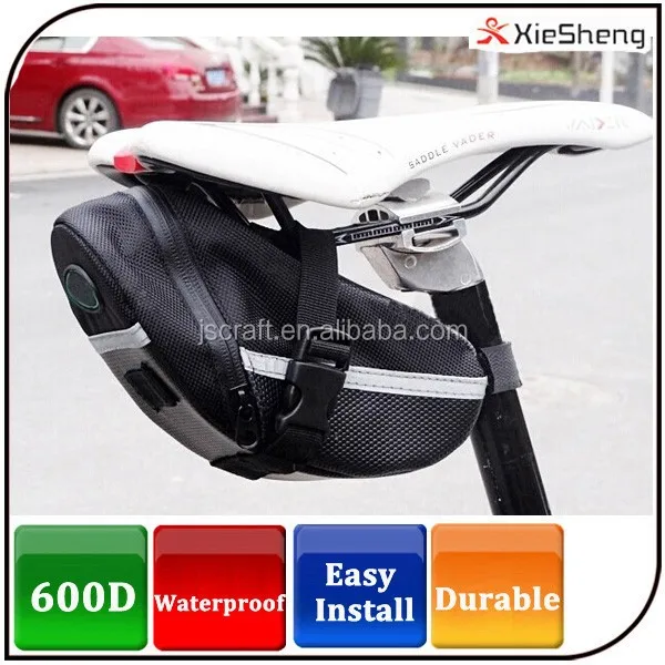 

Wholesale logo customized 600D durable Bike Bag waterproof leather bicycle saddle bag, Black blue red
