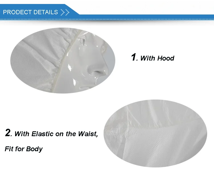 Cleaing Disposable Coveralls,mechanic overall disposable overalls waterproof with Hood 2XL