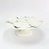 Marble pattern normal mould porcelain cake plate stand with cake server