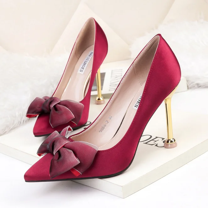

c11215a newest ladies satin high heel shoes women pumps dress shoes