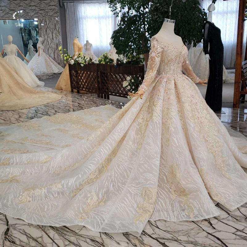 jancember ahtl247 长袖优雅奢华女士礼服为婚礼波西米亚长线索婚纱