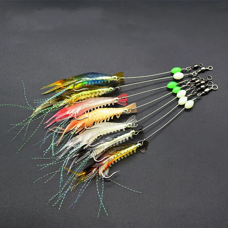 

Top Lure TL-L064 Luminous Shrimp Silicon 8cm 5g Soft Artificial Bait With Hooks Swivels Pesca Sabiki Rigs in Fishing Tackle, 7colors