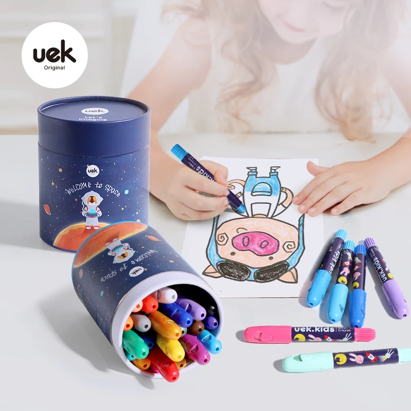 
Uek Kids Drawing Hot sale Custom Logo Crayon Wax 