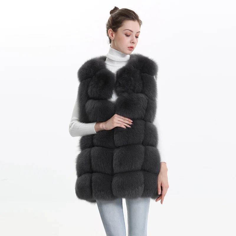 

Wholesale Fashion Winter Real Fox Fur Vest Autumn Winter Women Genuine Fox Fur Gilet Custom Lady Casual Waistcoat Fox