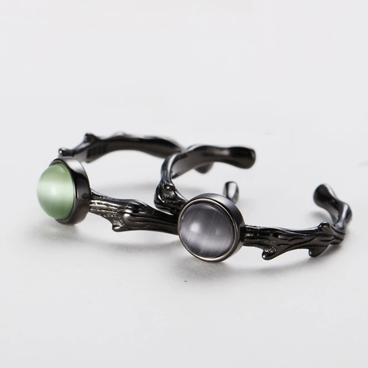 

Wholesale Jewelry Adjustable Ring 925 Sterling Silver Ring with Color Stone, Black