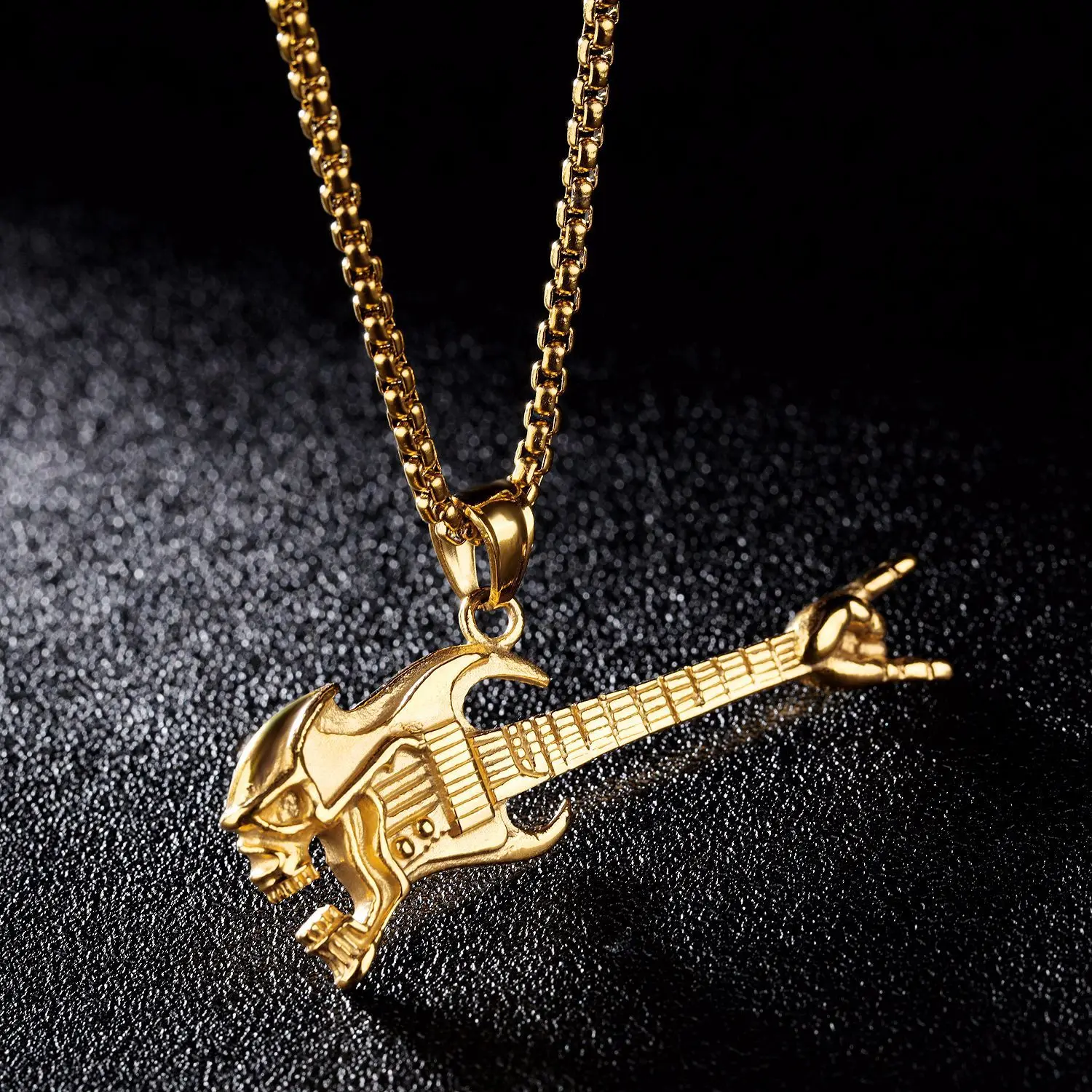 Rock Style Gold Guitar Pendant Necklace For Man Buy Silver Guitar Pendant Necklace Punk Jewelry Music Necklace Newest Design Stainless Steel Necklace Product On Alibaba Com