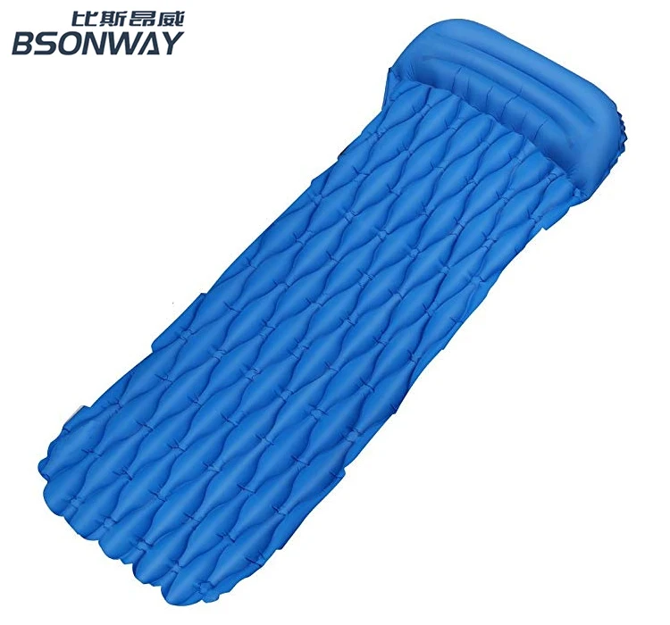 

BSONWAY Ultralight Inflatable Air Sleeping Pad Mat Camping Mattress for Tents Hiking Backpacking, Blue/customized