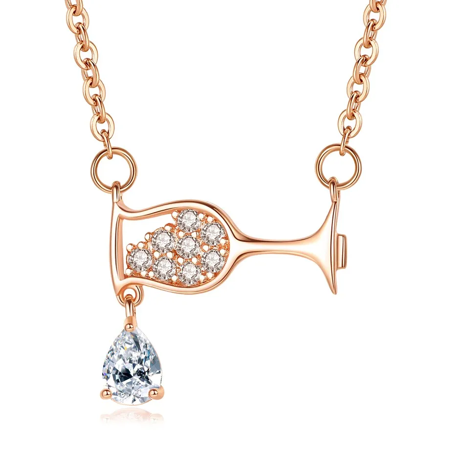 

Drop Crystal Zircon Wine Glass Pendant Necklace Women Rhinestone Luxury Necklaces Christmas Gifts For Women Birthday Jewelry