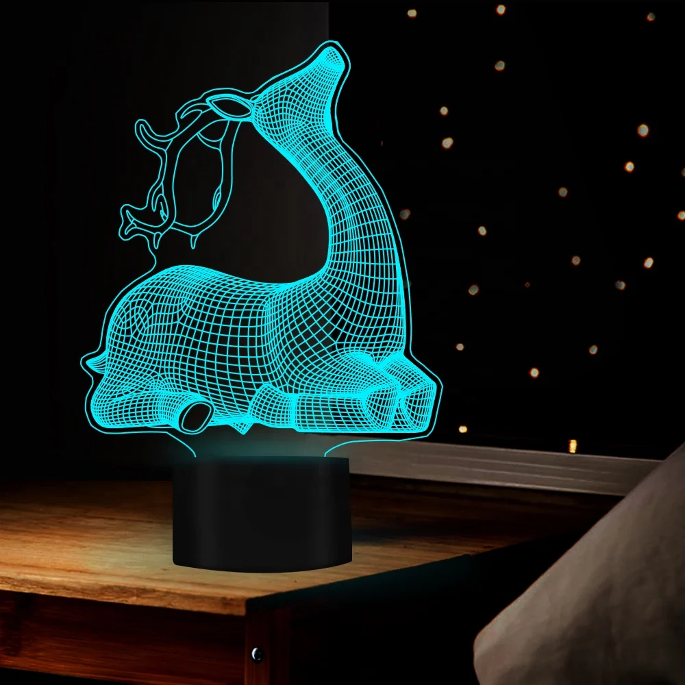 custom  acrylic dolphin  lamparas  led  night light 3d illusion table  lamp for Christmas