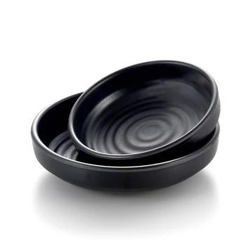 Melamine Tableware Black Matte Japanese Style Round Soy Sauce Dish ...