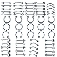 

60PCS/Set Stainless Steel Eyebrow Bar Lip Nose Piercings Ear Studs Stainless Steel Mixed Body Jewelry Fashion Piercing Set