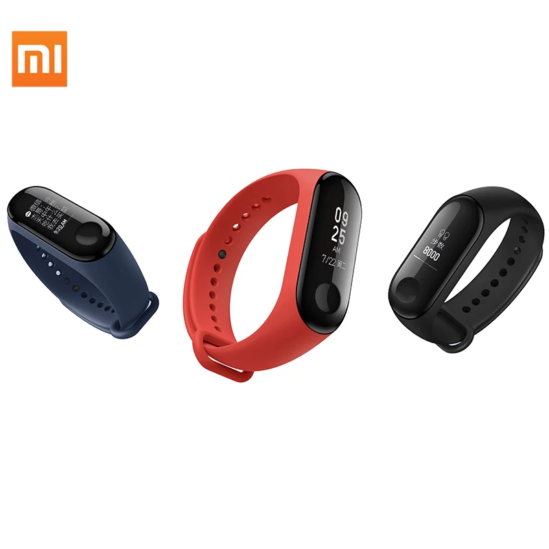 

New model Xiaomi mi band 3 OLED heart rate fitness smart bracelet, Black;red;blue;purple