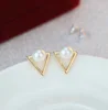 Fashion Jewelry 2019 Nickel Free Pearl Earrings Cute Triangle Stud Earrings