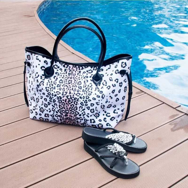 white leopard purse