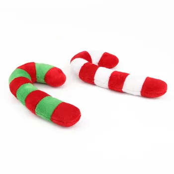 plush candy cane dog toy