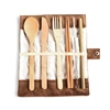 Hiking Camping Bamboo Kitchen Tableware 6pcs Wooden Flatware Dining edible cutlery camping flatware set