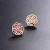 rose gold hollow rose jewelry sets earring stud