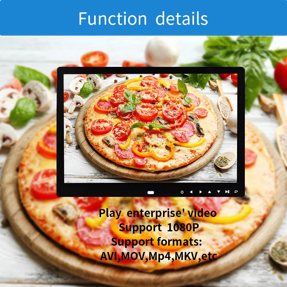 12 inch Rohs digital photo frame lcd advertising screen auto play picture video HD 1280X800