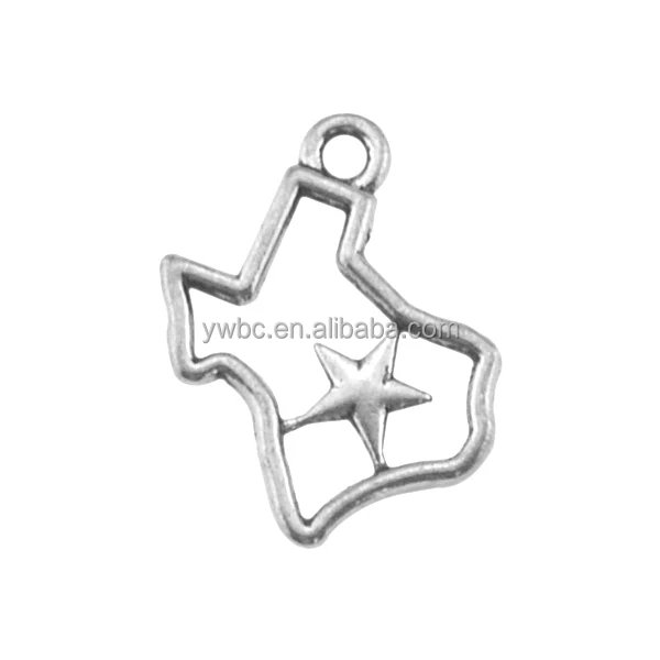 

Accept Custom Wholesale DIY Metal Zinc Alloy USA State Of Texas With Star Shape Map Pendant Jewelry Charm For Bracelets