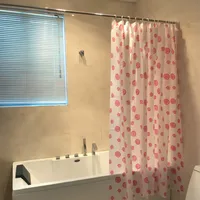 

Hot Sell Cute Red Circle PEVA Bathroom Waterproof Mildew proof Transparent Custom shower curtain