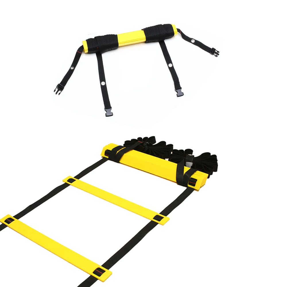 

Speed & Agility Training Ladder-6 10 16 or 20 Rung Rope Equipment for Athletic Footworlk & Sports Drills, Black and yellow