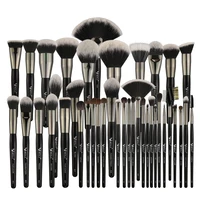 

BEILI Luxe Black 40 Pieces makeup brushes Natural pony goat hair Professional Synthetic hair big powdermakeup brush set stock