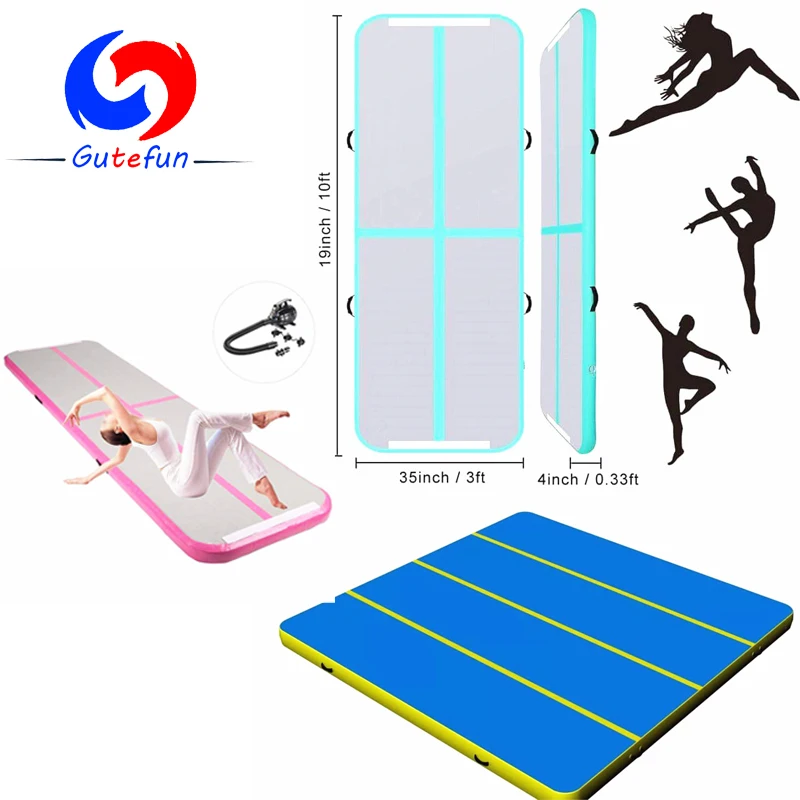 

SAMPLE available gymnastics 6m inflatable air track for sale, Blue;black;white;gray etc