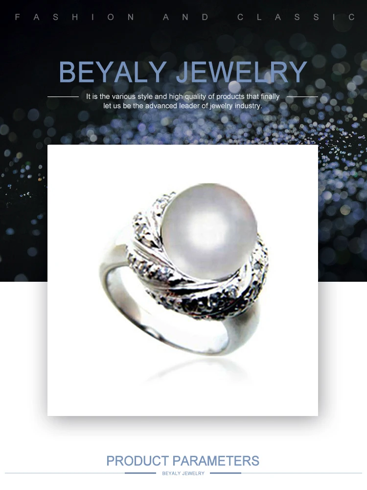 Smart heart design ladies beauty jewelry set tahitian pearl rings