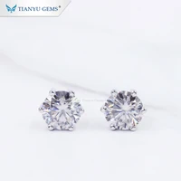 

tianyu gems wholesale price 0.5 0.6 1.0ct 925 silver gold plated small moissanite stud earrings