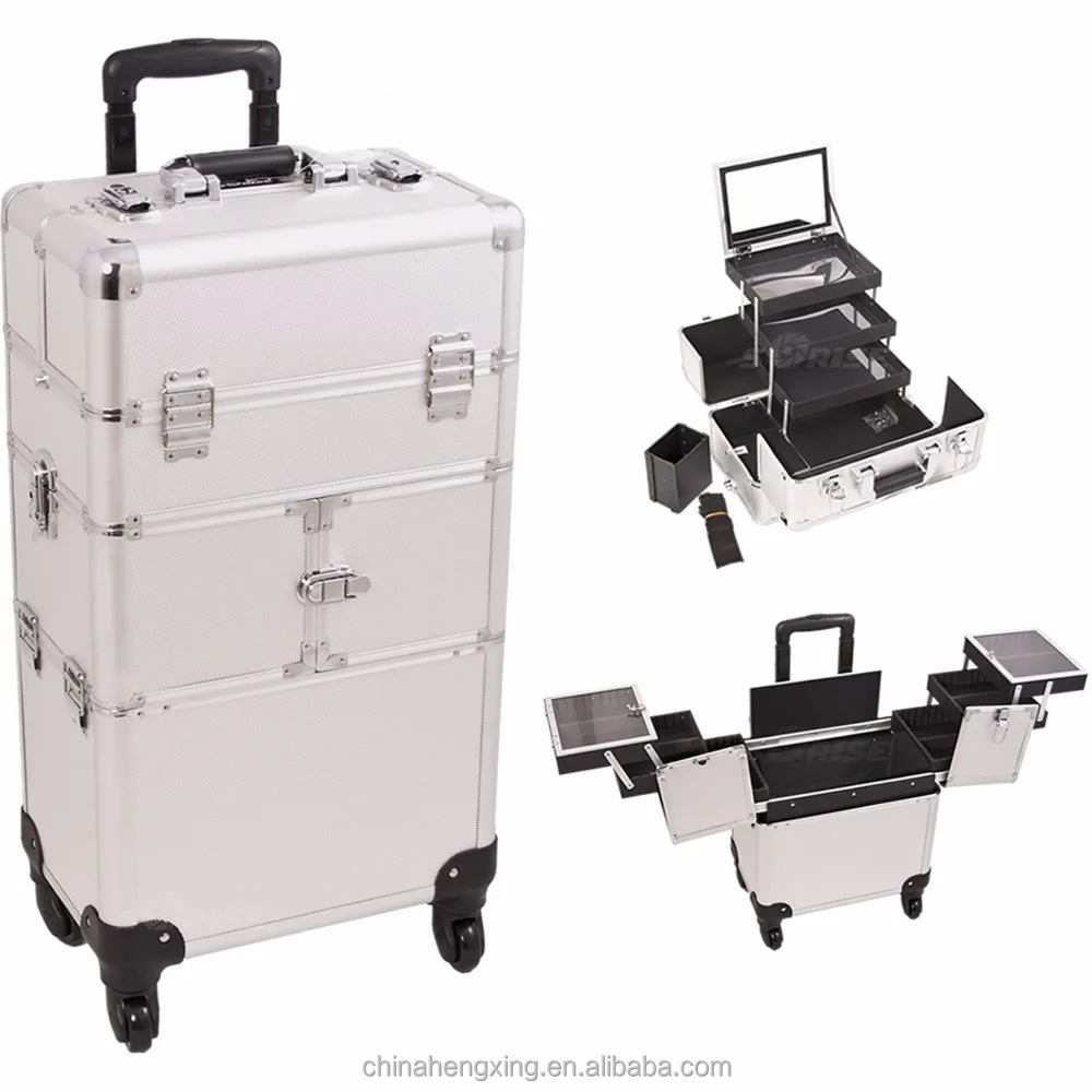 

Fashion Makeup Cases Wholesale Price Cosmetic Case Professional Portable Travel Beauty Vanity Train Case kit, Silver, golden
