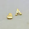 Alphabet Earring Studs-Gold Stainless Steel- Choice of Letter HeartEarrings - Monogram Studs & Post