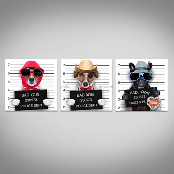 Lucu Anjing Dekorasi Dinding Kanvas Penjara Bulldog Anjing Keren